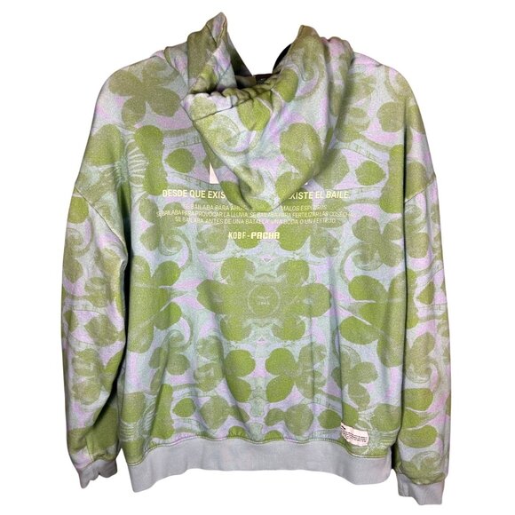 EIVISSA KOBF-PACHA Womens Green & Purple Cloverleaf Hoodie Sweatshirt Size Small - Picture 3 of 9